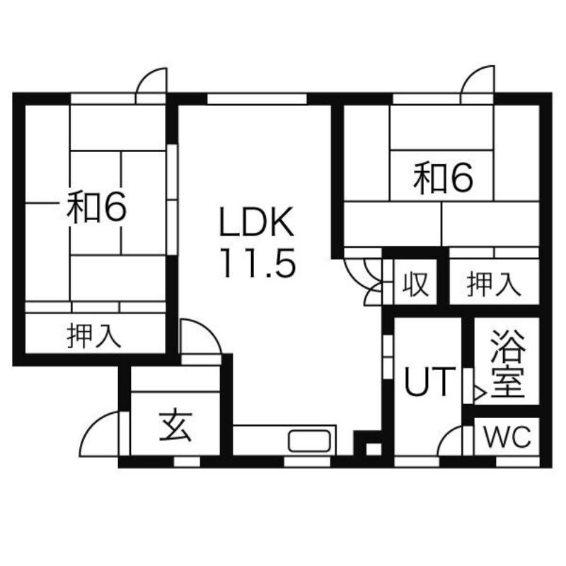 ピート300(2LDK/1階)の間取り写真