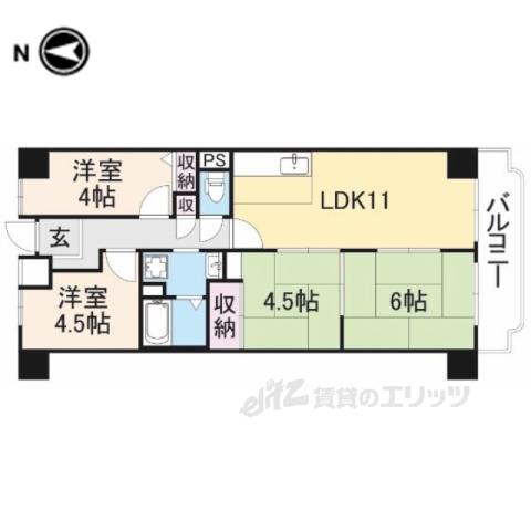 香里園オークヒルズⅡ(4LDK/3階)の間取り写真