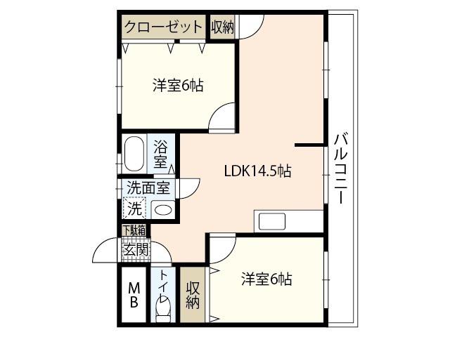 SYコートマンション(2LDK/2階)の間取り写真
