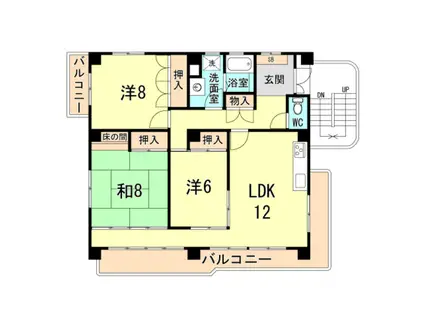 丸一ビル(3LDK/3階)の間取り写真