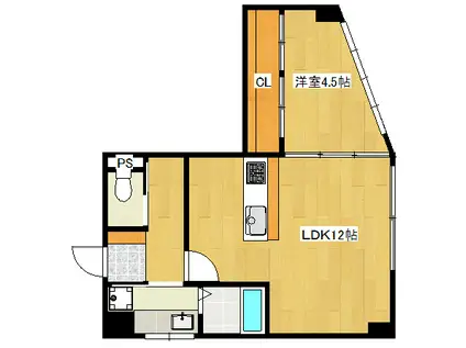 YS堺町(1LDK/4階)の間取り写真