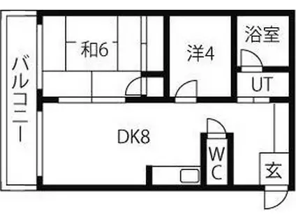 レピュート平岸(2DK/2階)の間取り写真