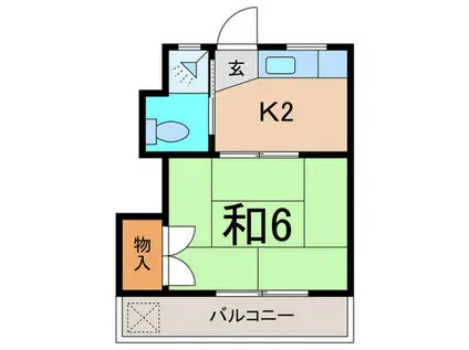 北川ハイツ(1K/4階)の間取り写真