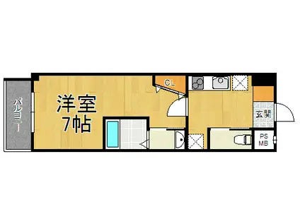 イープレイス武庫之荘(1K/4階)の間取り写真