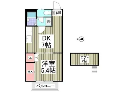 西川口第37レジデンス(1DK/2階)の間取り写真
