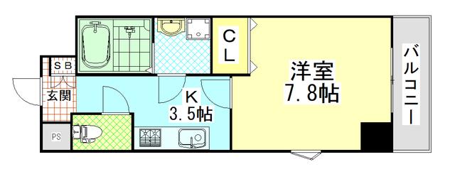 ルミエール八尾駅前(1K/6階)の間取り写真