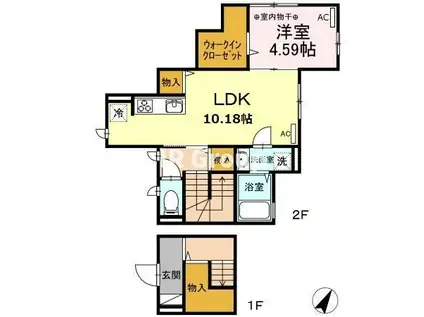 ファミユD(1LDK/2階)の間取り写真