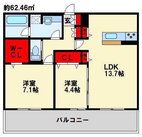 プレステージIV(2LDK/3階)の間取り写真