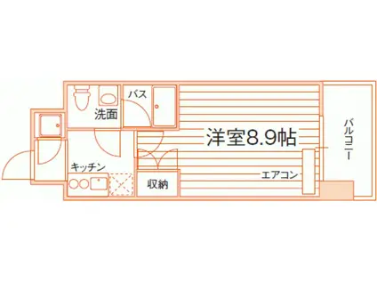 ルラシオン岡山野田屋町(1K/4階)の間取り写真