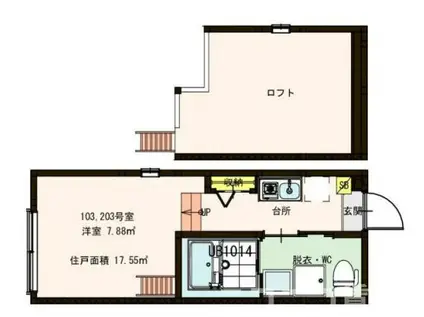 アーク東立石(1K/2階)の間取り写真