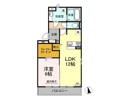 イーストヴィラ・ココ(1LDK/2階)の間取り写真