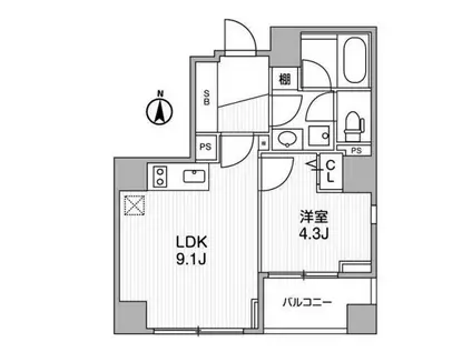 ライトハウス西新宿(1LDK/6階)の間取り写真