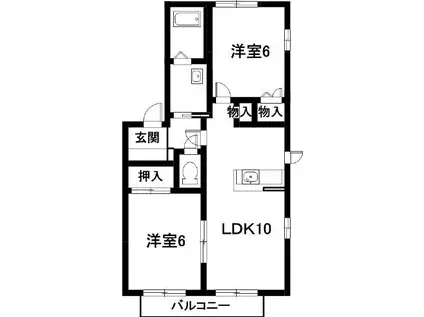 ビューテラス佐野A棟(2LDK/1階)の間取り写真