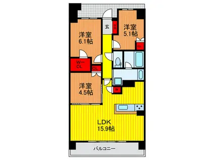 パークホームズLALA門真(3LDK/3階)の間取り写真