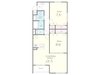 レーヴ稲沢(2LDK/2階)の間取り写真