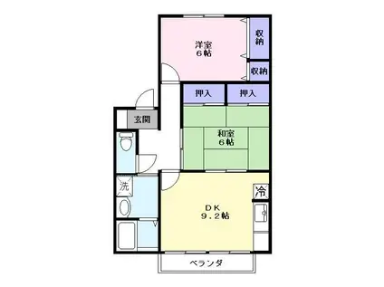 ディアコート2(2DK/2階)の間取り写真