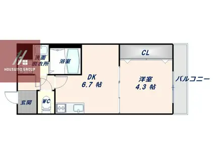 メゾン上小阪(1DK/6階)の間取り写真