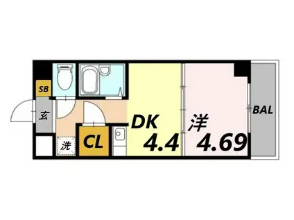 土井ハイツ北条口(1K/5階)の間取り写真