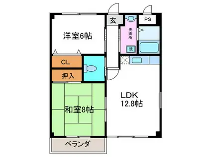 レヴェンテ翠香(2LDK/3階)の間取り写真