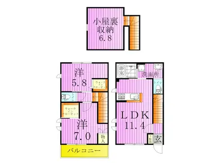 スノーピース(2LDK/1階)の間取り写真