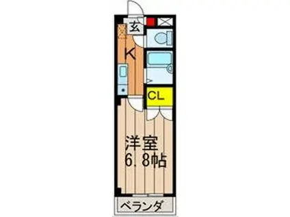 シャングリラ(1K/4階)の間取り写真