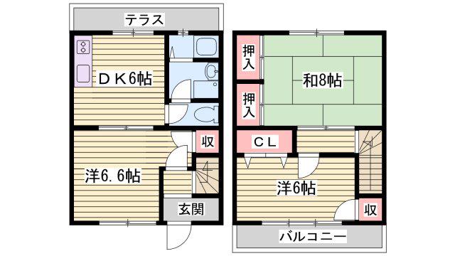 赤石パルメゾン(3DK/1階)の間取り写真