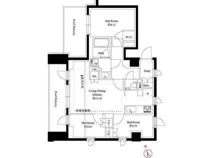 343レジデンス後楽園(3LDK/5階)の間取り写真