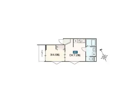 MELDIA蒔田(ワンルーム/3階)の間取り写真