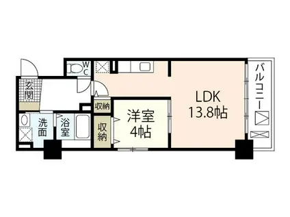 アドレシア古江(1LDK/1階)の間取り写真