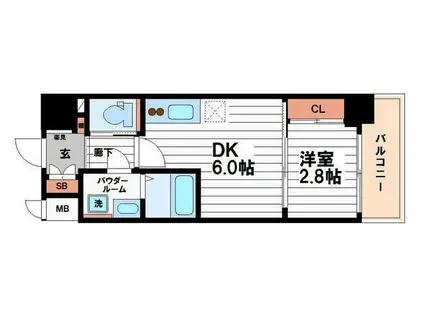 ファーストフィオーレ天王寺(1DK/3階)の間取り写真