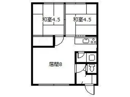 コーポ第2YM(2LDK/1階)の間取り写真