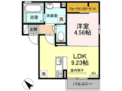 グラース(1LDK/2階)の間取り写真