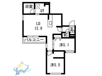 南9西15MS(2LDK/2階)の間取り写真