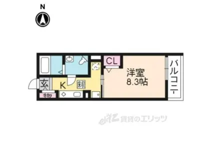 グラン アルカンシェル(1K/3階)の間取り写真