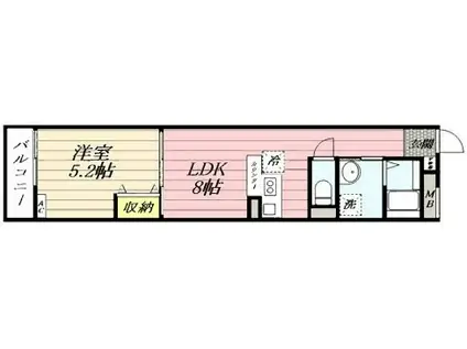 ヴェルデ東久留米(1LDK/2階)の間取り写真