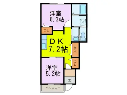 デスパシオ(2DK/1階)の間取り写真