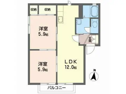 アーク・ヴィラ(2LDK/1階)の間取り写真