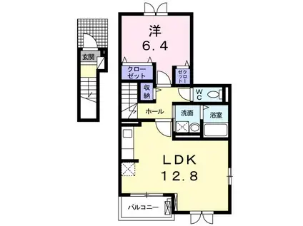 メゾン・ド・リアンXI(1LDK/2階)の間取り写真