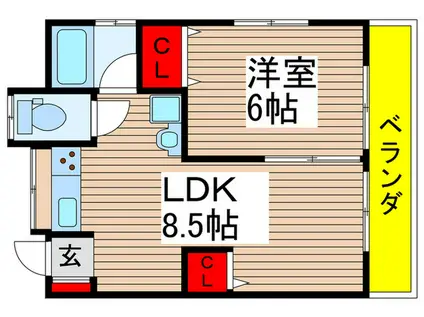 コーポ小野(1LDK/2階)の間取り写真