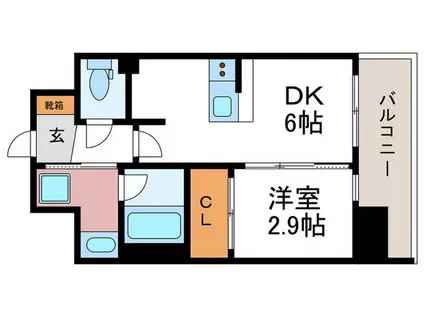 ゼフィランサス西大路(1DK/9階)の間取り写真