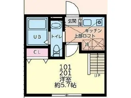 MKY淵野辺(1K/2階)の間取り写真