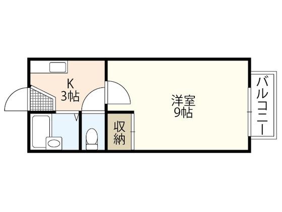 アビタシオン庚午 A棟(1K/2階)の間取り写真