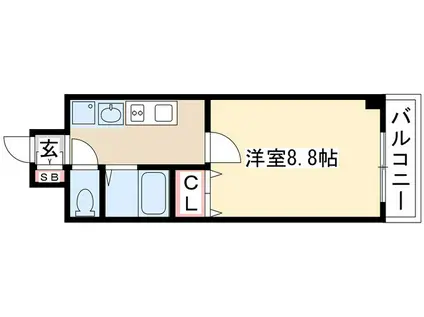 パルティール覚王山(1K/7階)の間取り写真
