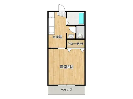 プラティークKAMO(1K/2階)の間取り写真
