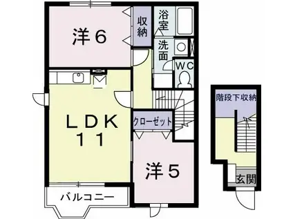 フォワージュII(2LDK/2階)の間取り写真