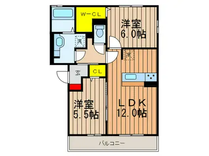FIORENTE UNO(2LDK/3階)の間取り写真