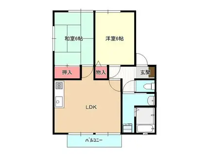 サンビレッジ山ノ神C棟(2LDK/2階)の間取り写真