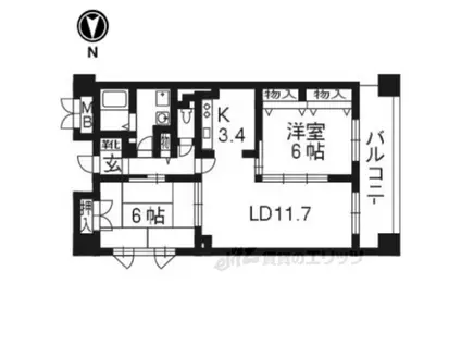 メゾン油小路(2LDK/2階)の間取り写真