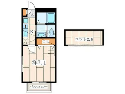 ブルーライン 三ツ沢下町駅 徒歩8分 2階建 築17年(1K/1階)の間取り写真