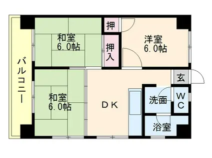 一倉ビル(3LDK/7階)の間取り写真